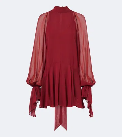 De La Vali Casimiro Ruffled Georgette Minidress In Red