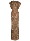 De La Vali Ceres Leopard-print Chiffon Maxi Dress In Brown