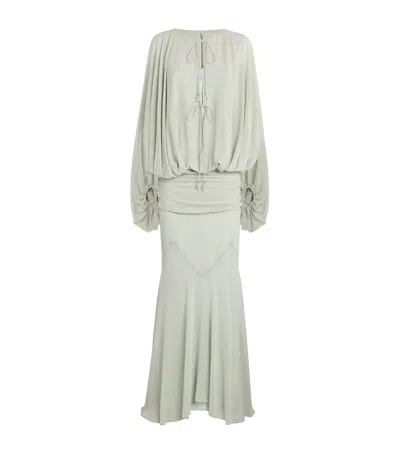 De La Vali Chiffon Eulalia Maxi Dress In Metallic