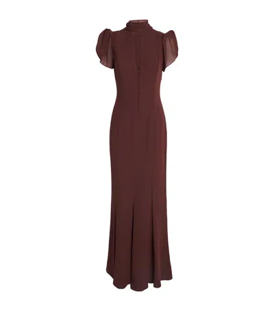 De La Vali Chiffon Niebla Maxi Dress In Brown