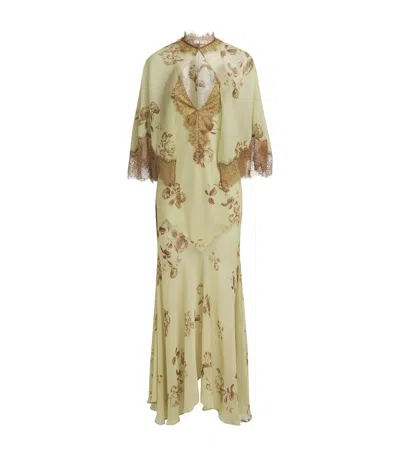 De La Vali Cielo Maxi Dress With Cape