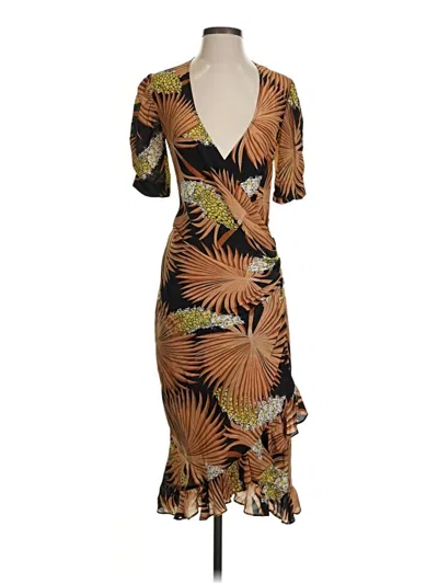 Pre-owned De La Vali Cocktail Dress In Brown
