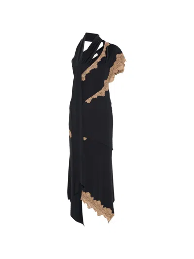 De La Vali Cosima Ss Satin Maxi Dress In Black