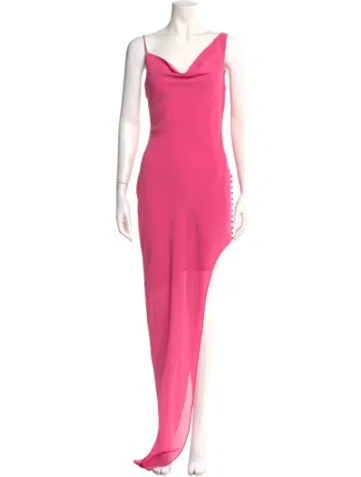 Pre-owned De La Vali Cowl Neck Midi Length Dress W/ Tags In Pink