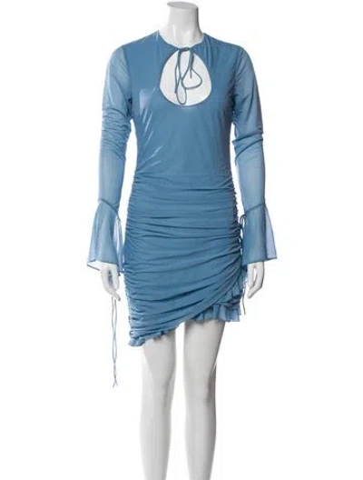 Pre-owned De La Vali Crew Neck Mini Dress In Blue