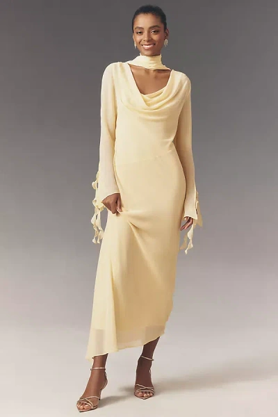 De La Vali Cristobal Cowl-neck Maxi Dress In Yellow