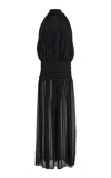 De La Vali Cruz Crepe Tie-neck Maxi Dress In Black