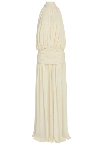 De La Vali Cruz Draped Scarf-effect Chiffon Maxi Dress In Multi