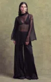 De La Vali Damla Satin Palazzo Pants In Black
