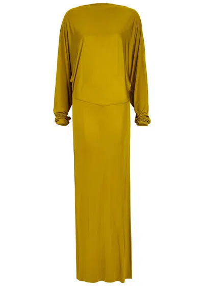 De La Vali Devana Open Back Jersey Maxi Dress In Green
