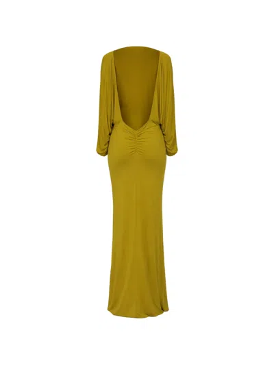 De La Vali Devana Open-back Maxi Dress In Green