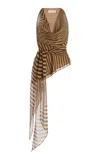 De La Vali Diosa Scarf-neck Striped Silk-chiffon Top