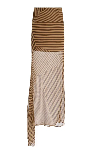 De La Vali Diosa Striped Silk-chiffon Skirt In Stripe