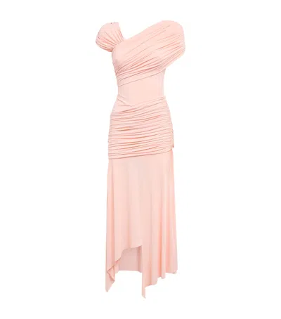 De La Vali Draped Hela Midi Dress In Pink