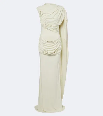 De La Vali Draped Jersey Gown In White