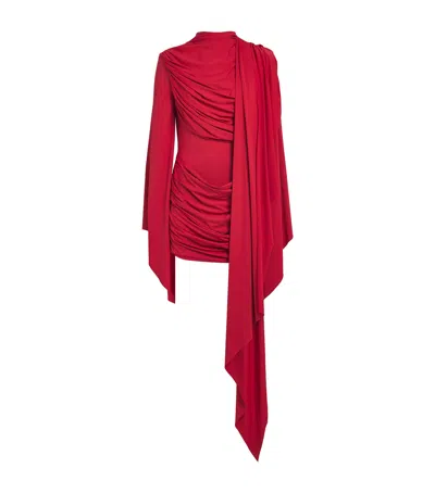 De La Vali Draped Persia Mini Dress In Red
