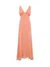 De La Vali Moss Ruched Chiffon Maxi Dress In Orange