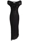 De La Vali Eden Ruffle-trimmed Lace Midi Dress In Black