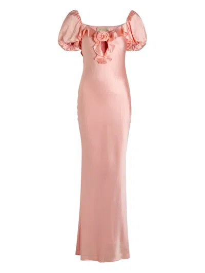 De La Vali Eden Ruffled Maxi Dress In Pink