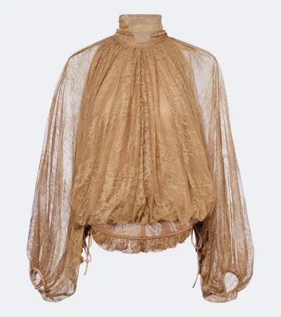 De La Vali Elunara Lace Blouse In Brown