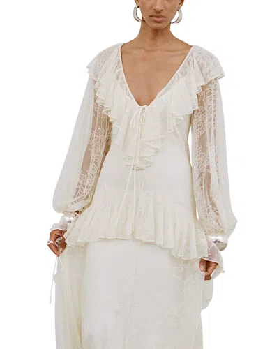 De La Vali Esen Lace Maxi Dress In White