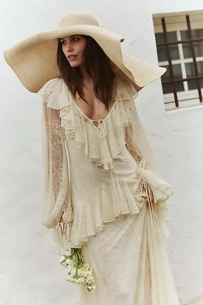 De La Vali Esen Long-sleeve Ruffle Maxi Dress In Multi