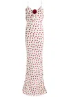 De La Vali Esperanza Polka-dot Crepe De Chine Maxi Dress In Ivory
