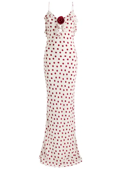 DE LA VALI DE LA VALI ESPERANZA POLKA DOT CHIFFON MAXI DRESS