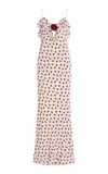 De La Vali Esperanza Polka-dot Crepe De Chine Maxi Dress In Print