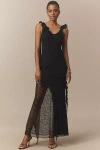 De La Vali Este Ruffled Sleeveless Maxi Dress In Black