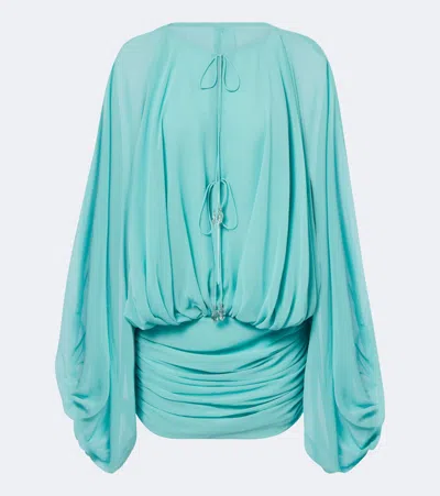 De La Vali Eulalia Gathered Chiffon Minidress In Blue