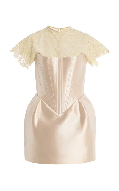 De La Vali Exclusive Catalina Satin Mini Dress In Neutral