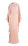 De La Vali Exclusive Dedalo Satin Cape-sleeve Maxi Dress In Pink