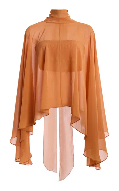 De La Vali Exclusive La Isla Palma Chiffon Cape And Top In Orange