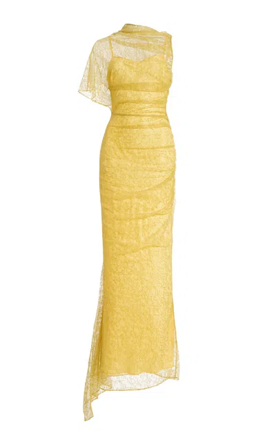De La Vali Exclusive Lucho Chiffon Maxi Dress In Yellow