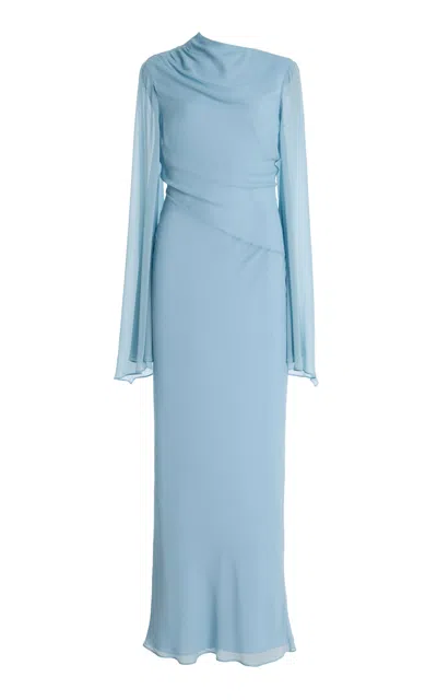 De La Vali Exclusive Olas Satin Maxi Dress In Blue