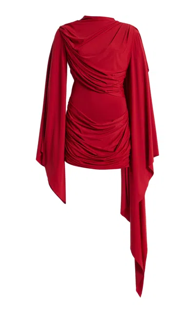 De La Vali Exclusive Perisa Draped Jersey Mini Dress In Red