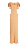 De La Vali Exclusive Suestado Ruffled Georgette Maxi Dress In Neutral