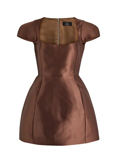 De La Vali Faun Faille Mini Dress In Chocolate | ModeSens