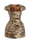 De La Vali Faun Tiger-print Satin Mini Dress In Animal