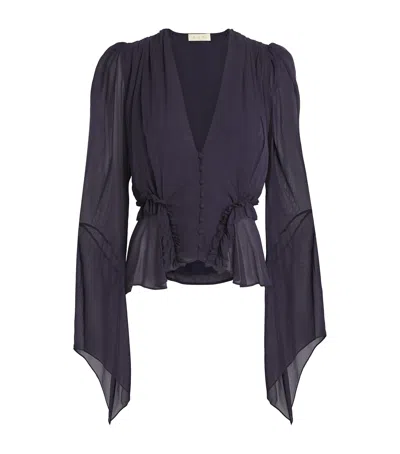 De La Vali Flared Sybil Blouse In Blue