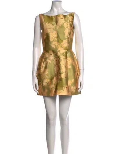 Pre-owned De La Vali Floral Print Mini Dress W/ Tags In Yellow