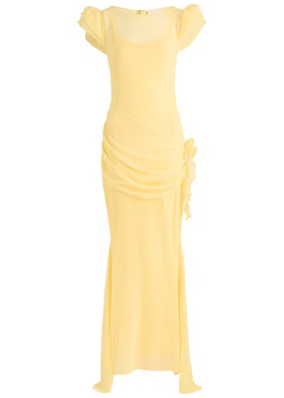 De La Vali Florentine Chiffon Maxi Dress In Yellow