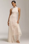De La Vali Foehn High-neck Lace Maxi Dress In White
