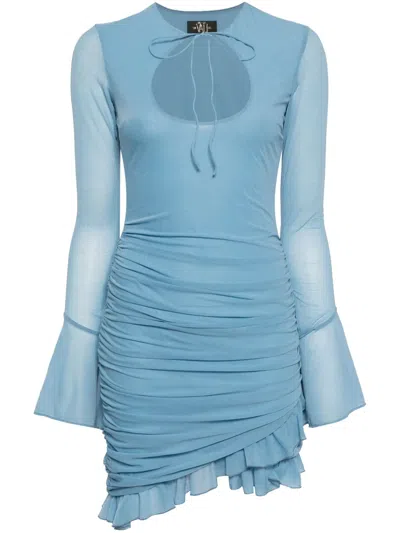 De La Vali Galle Keyhole-neck Chiffon Mini Dress In Blue