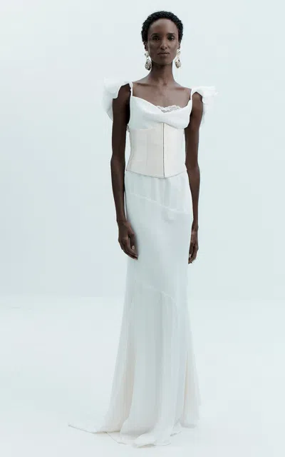 De La Vali Garnet Fishtail Maxi Dress In Ivory