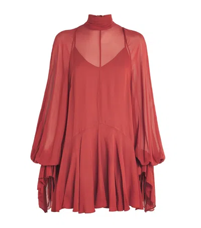 De La Vali Georgette Casimiro Mini Dress In Red