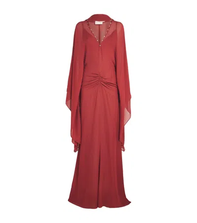 De La Vali Georgette Florencia Maxi Dress In Red