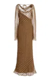 De La Vali Gracia Striped Silk-chiffon Midi Dress
