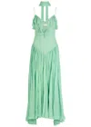 De La Vali Harmattan Ruffled Georgette Maxi Dress In Green